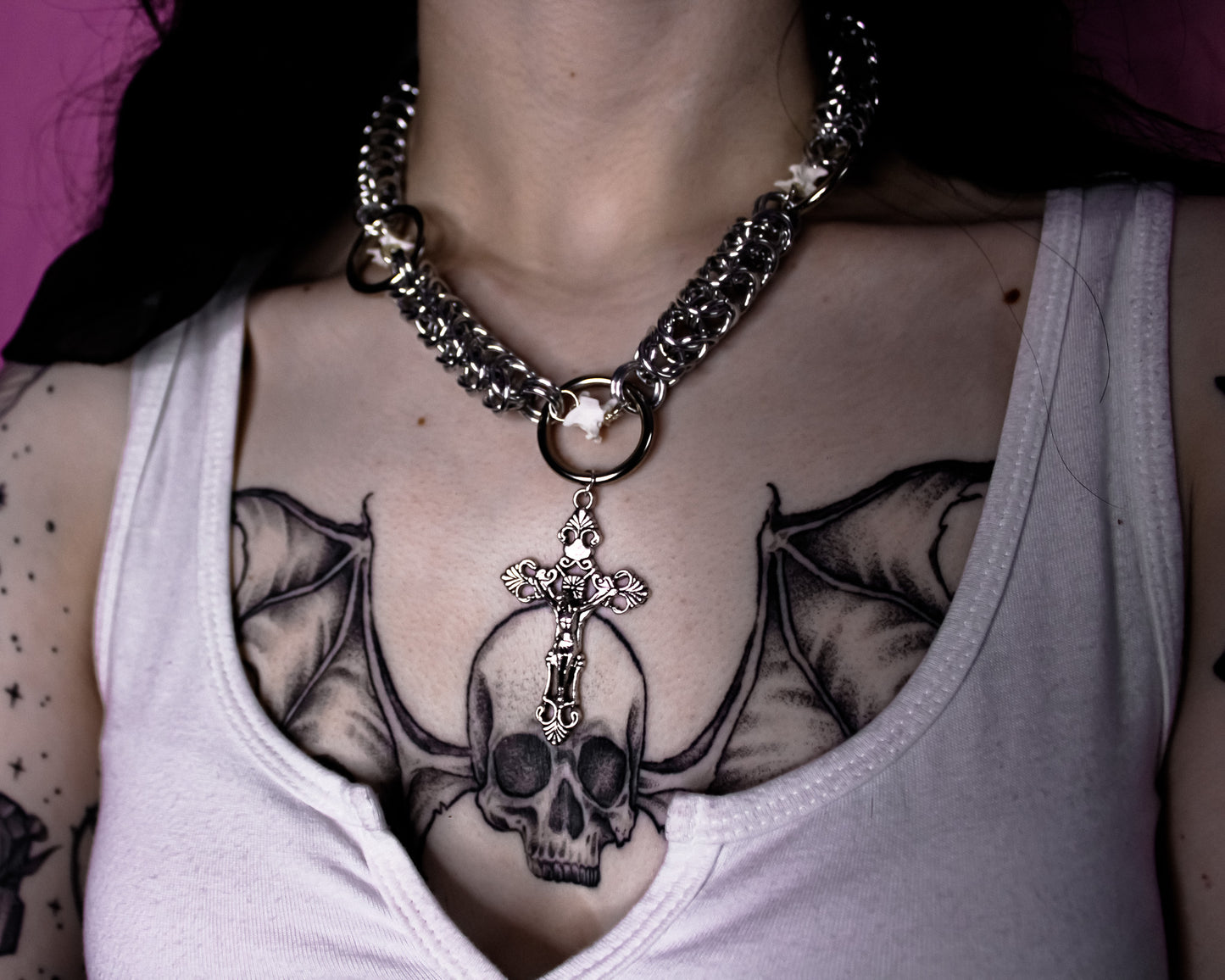 Sacred Serpent Chainmail Necklace (cross style 2)