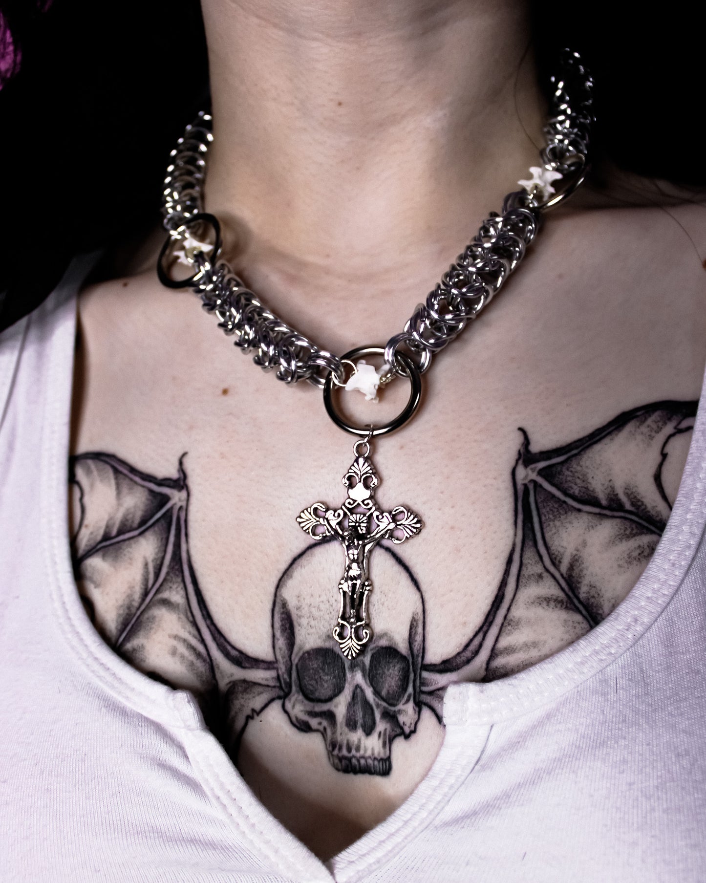 Sacred Serpent Chainmail Necklace (cross style 2)