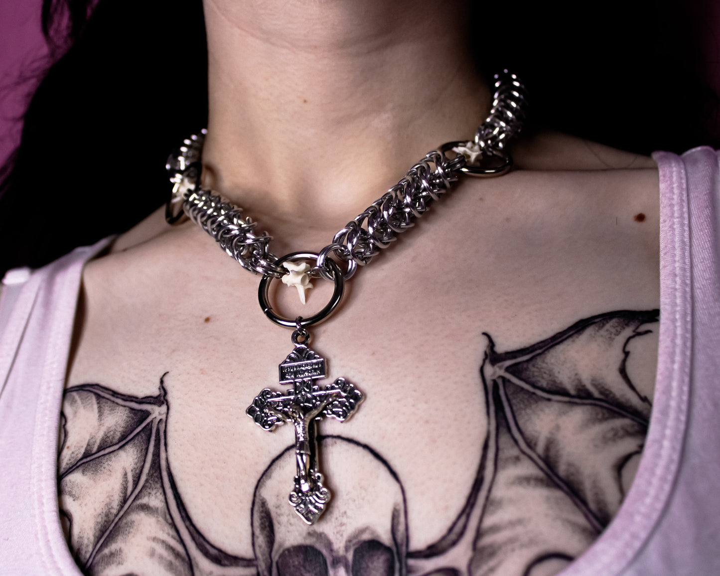 Sacred Serpent Chainmail Necklace (cross style 1)