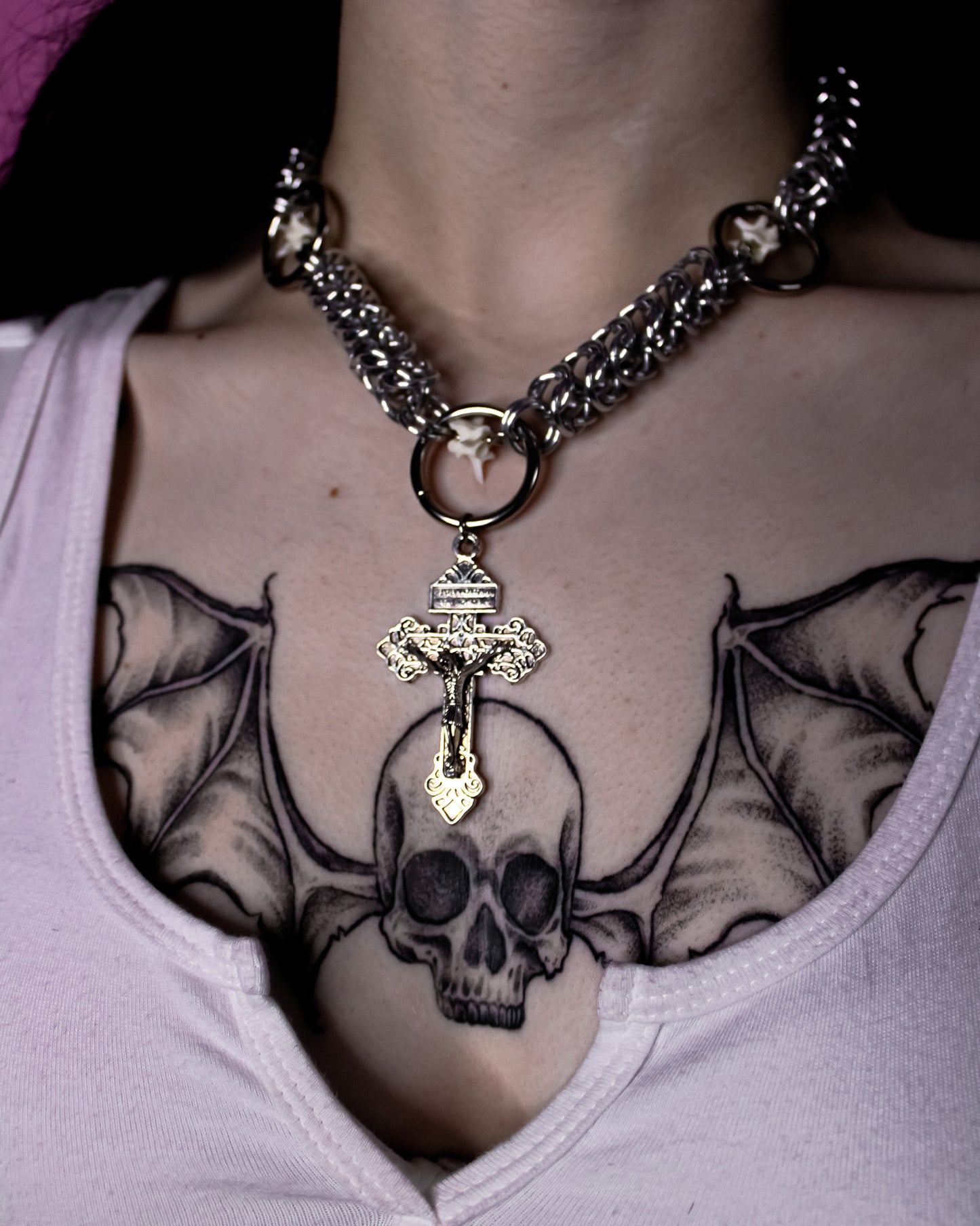 Sacred Serpent Chainmail Necklace (cross style 1)