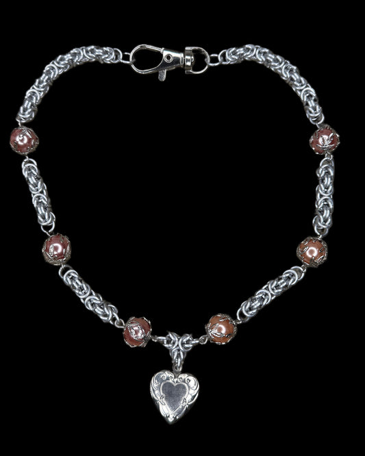 OOAK Heart Locket Chainmail Necklace