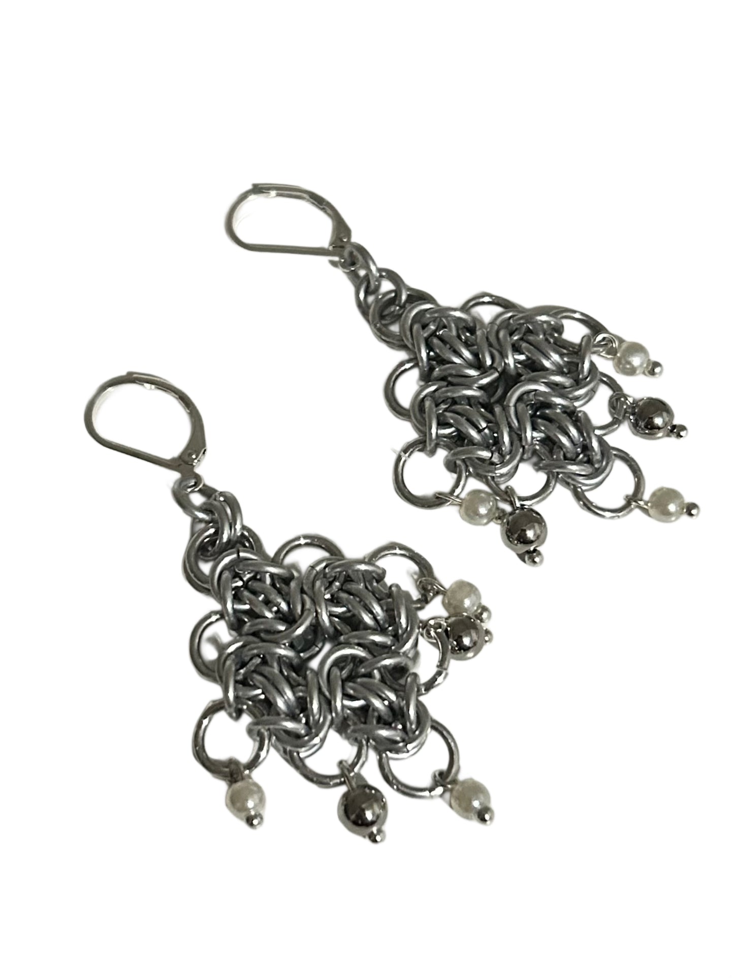 Pearl Chainmail Earrings