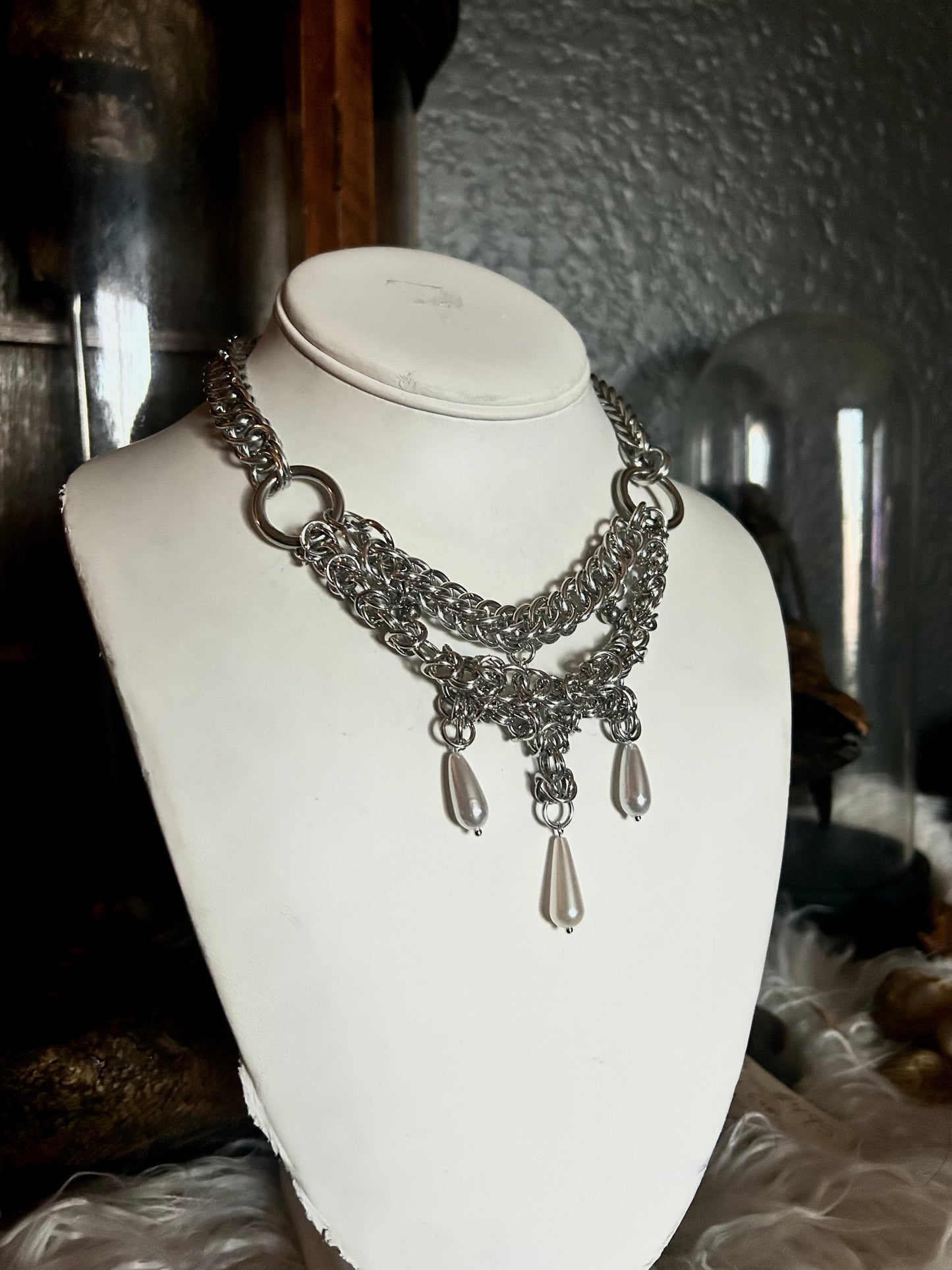 Pearl Chainmail Necklace