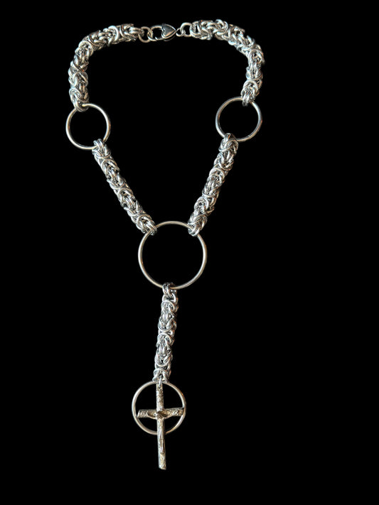 OOAK crucifix chainmail necklace