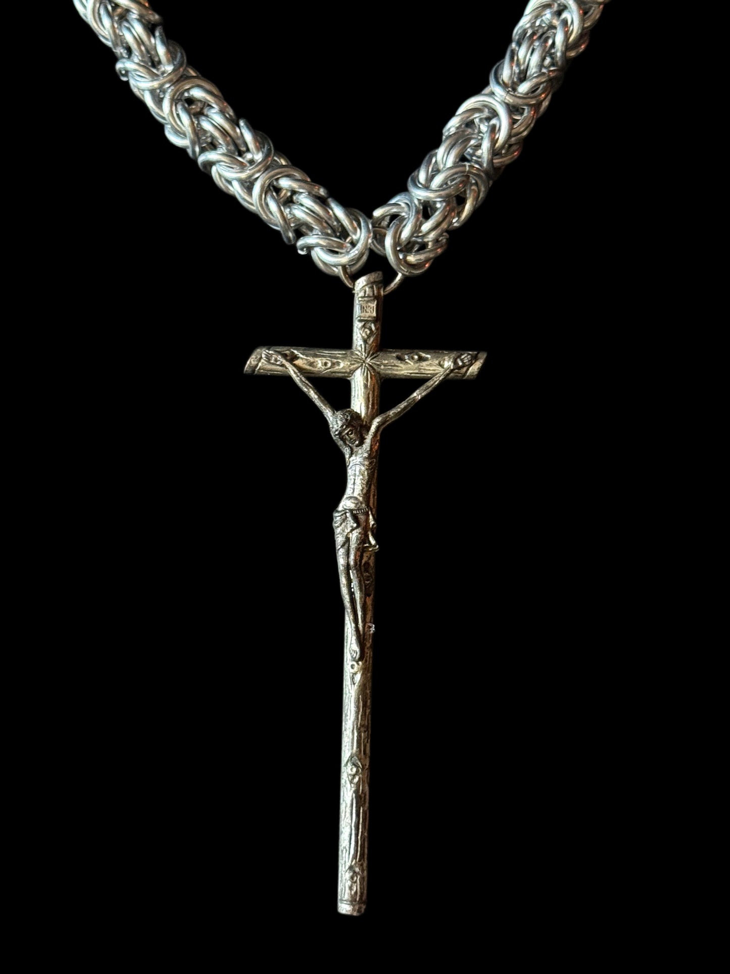 OOAK crucifix chainmail necklace