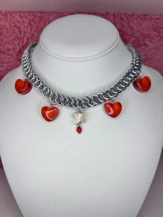 'Adelpha' Chainmail Necklace Red
