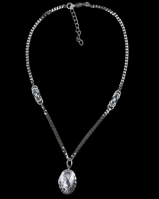 OOAK Oval Locket Chainmail Necklace