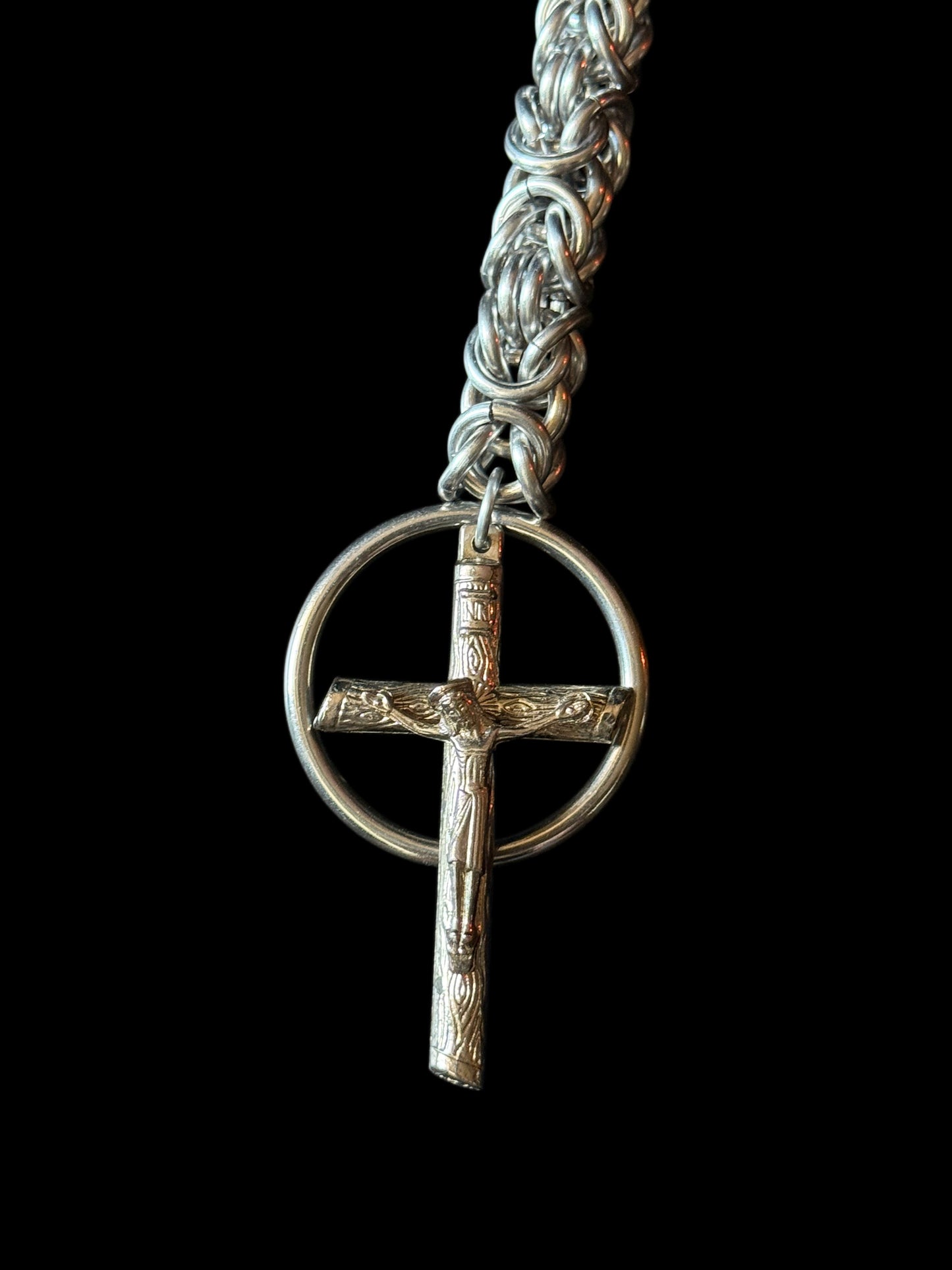 OOAK crucifix chainmail necklace