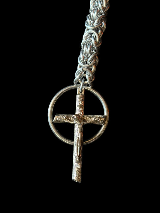 OOAK crucifix chainmail necklace