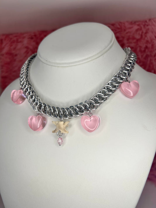 'Adelpha' Chainmail Necklace Pink