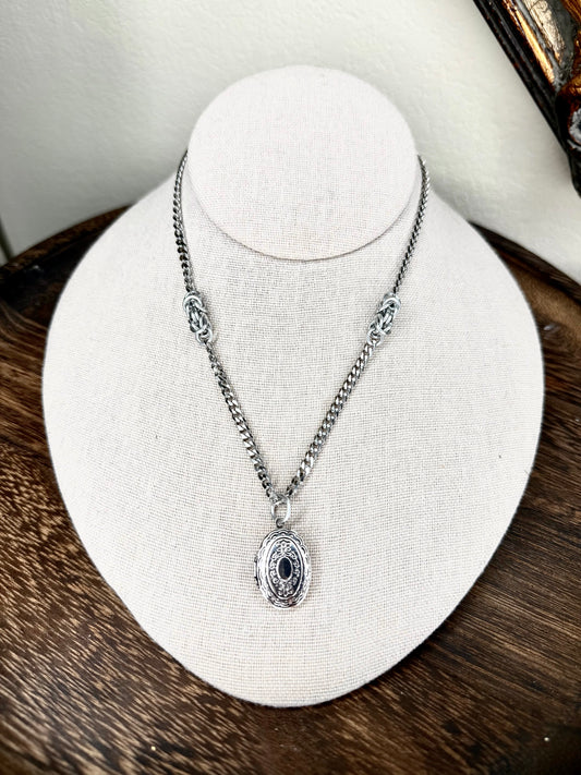 OOAK Oval Locket Chainmail Necklace