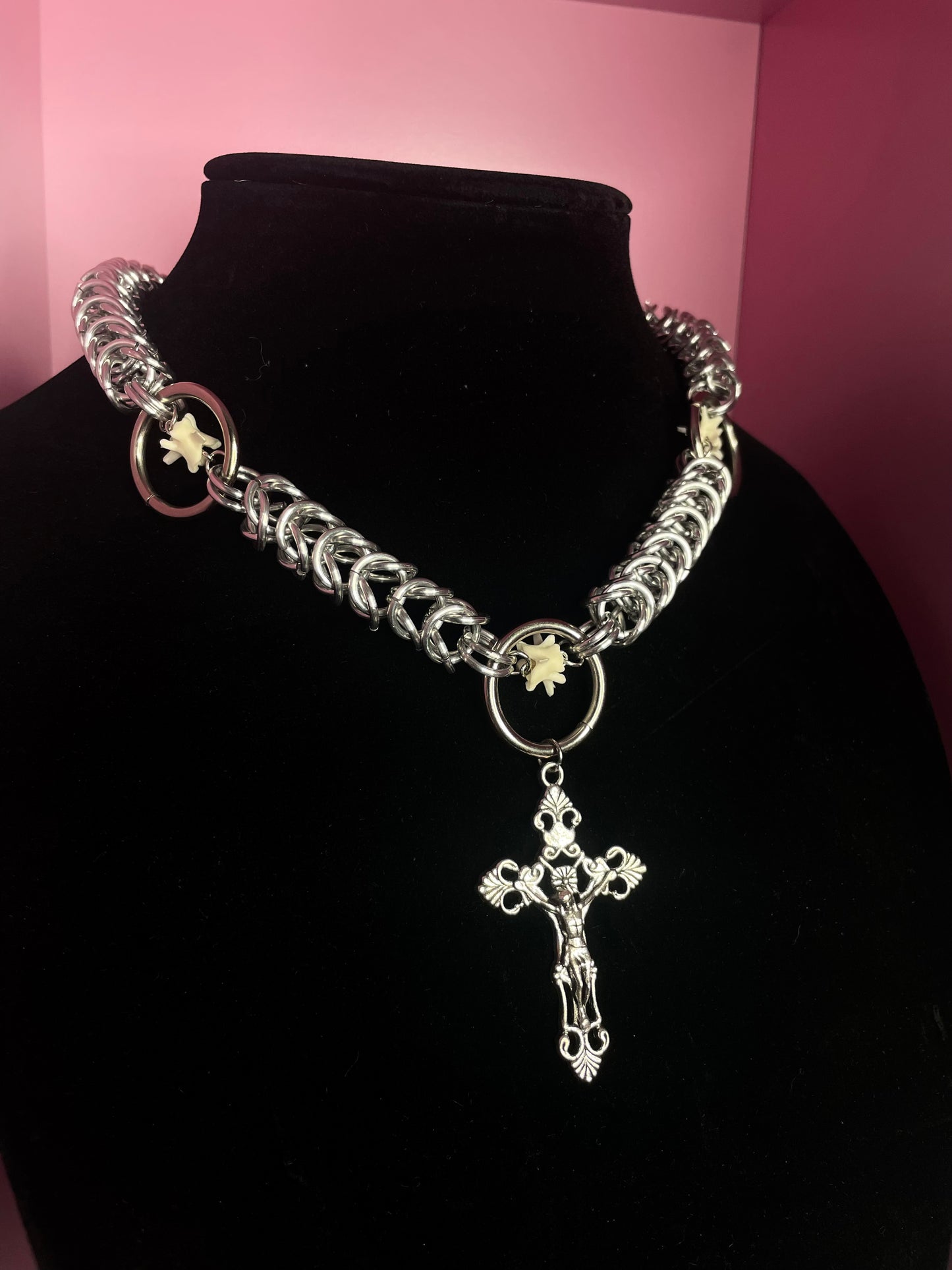 Sacred Serpent Chainmail Necklace (cross style 2)