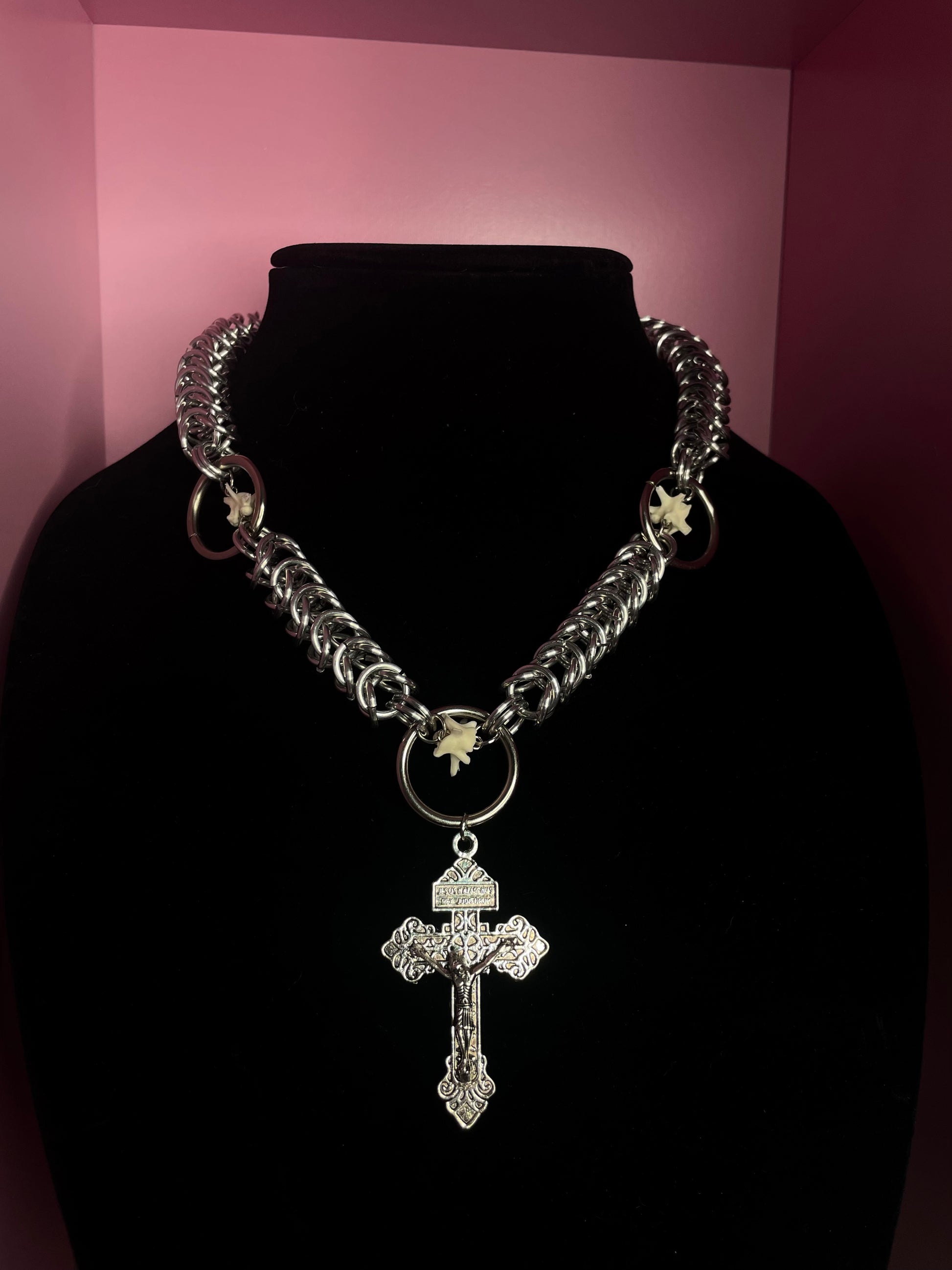 Sacred Serpent Chainmail Necklace (cross style 1) – Hells Oddities