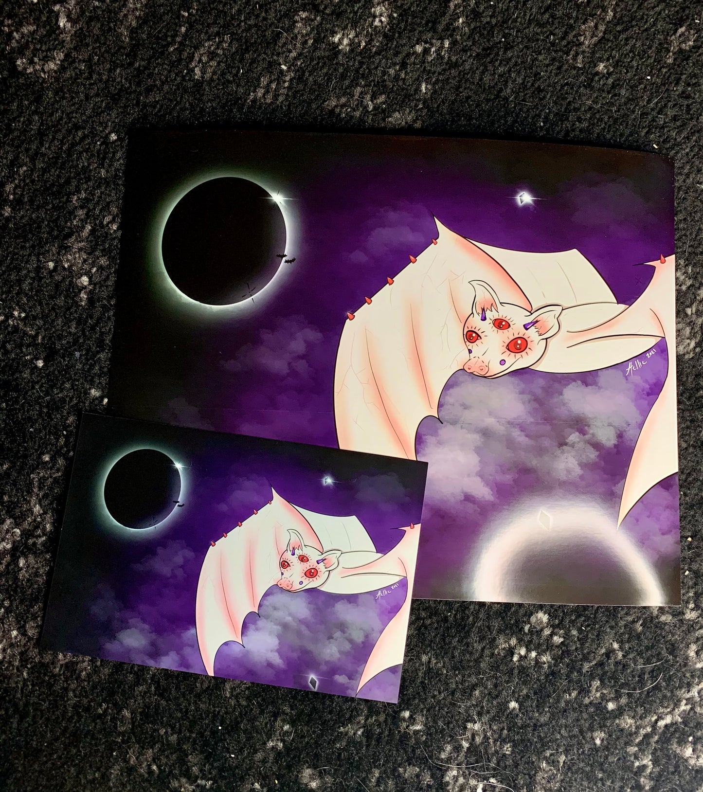 albino bat eclipse art print